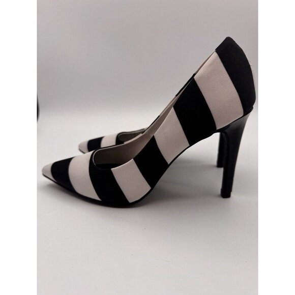 Christian Siriano Black and White Striped Stiletto Pumps, Size 6 Heels Shoes - Picture 2 of 11
